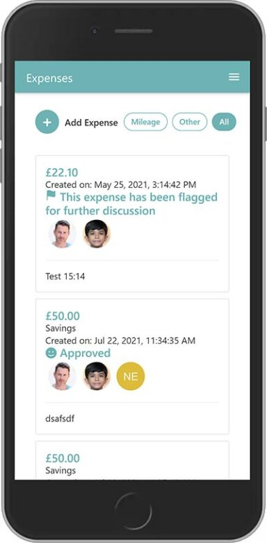 Intuitive Care app on mobile Expenses